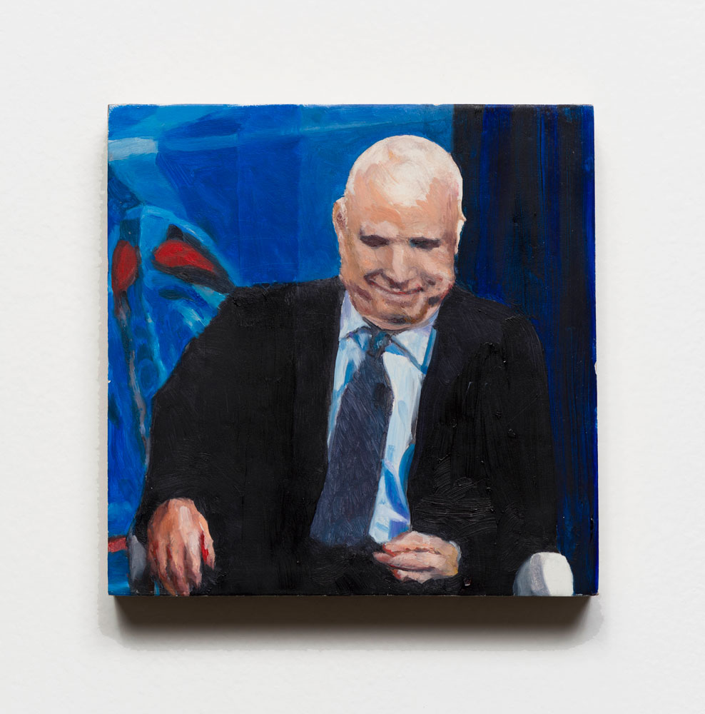 Kristin Calabrese, John McCain, 2017, oil on wood panel 5 1/4 x 5 1/4