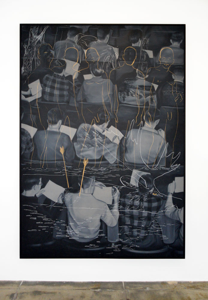 Matt Lifson, Daydream, 2018, oil on canvas, pastel on silk, 81 x 57 inches