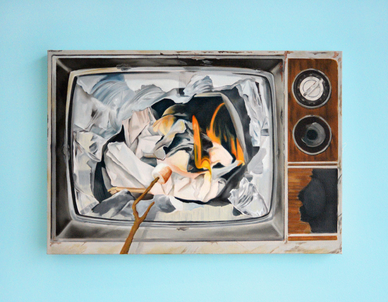 Alex Sewell, Fun at the End of the World, 2018, oil on canvas, 21 x 14 inches