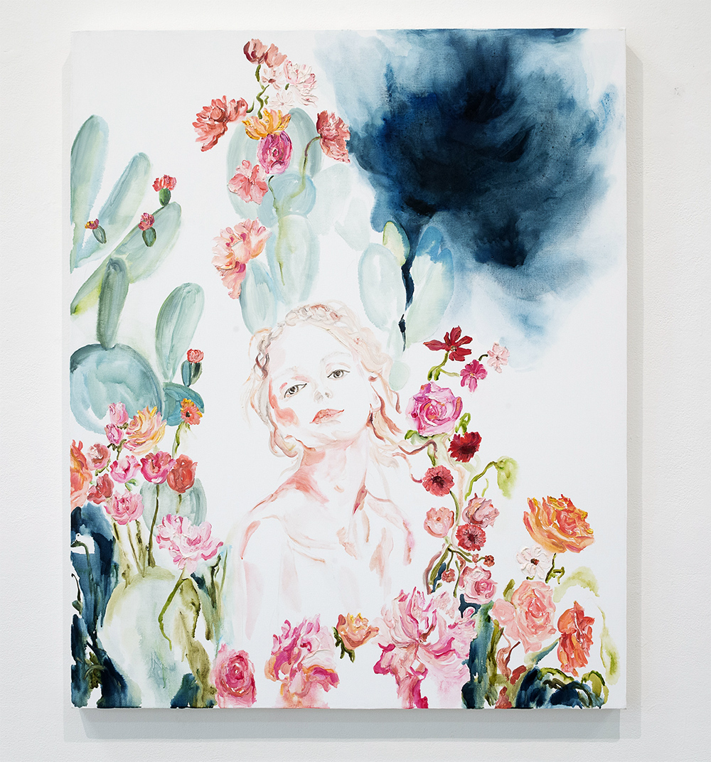 Elisa Johns, Cacti, Wildflowers, Nymph, 2024, Oil on Canvas
