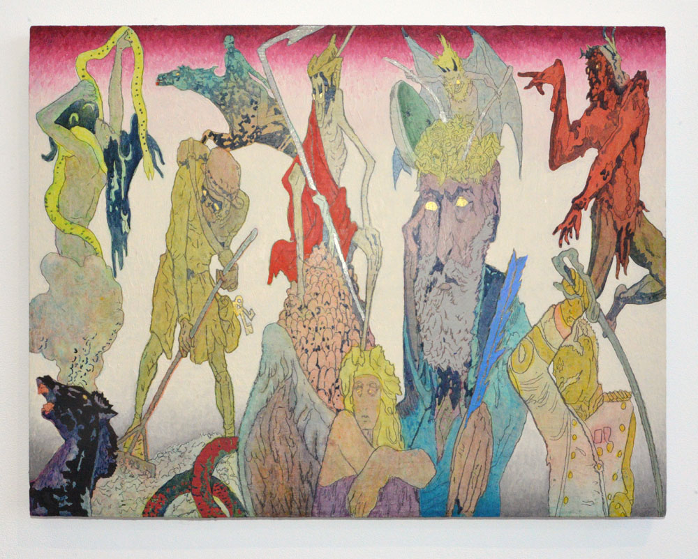 Aaron Morse, Hell Figures, 2019, Acrylic and oil on board