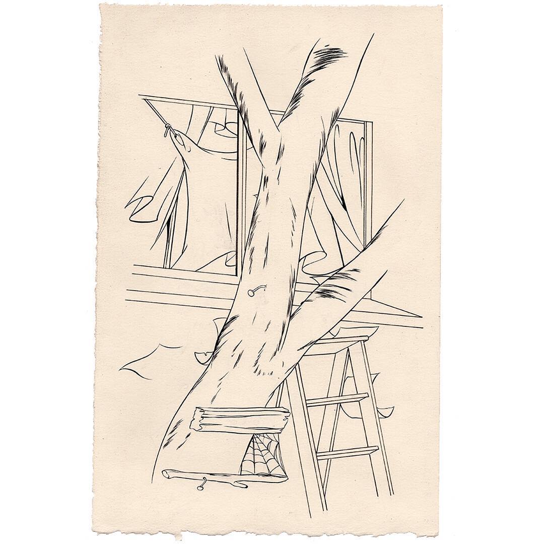 Aaron Elvis Jupin, Tuckered out, 2019, ink on paper
