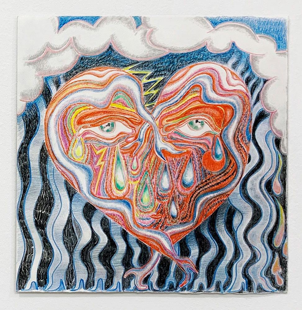 Laurie Nye, Love and Worry (Heart), 2019, color pencil on paper, 11 x 11 inches