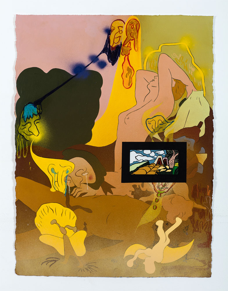 Chris Lux, Tuscany, 2018, Flashe and pastel on watercolor paper, 30 x 22 inches