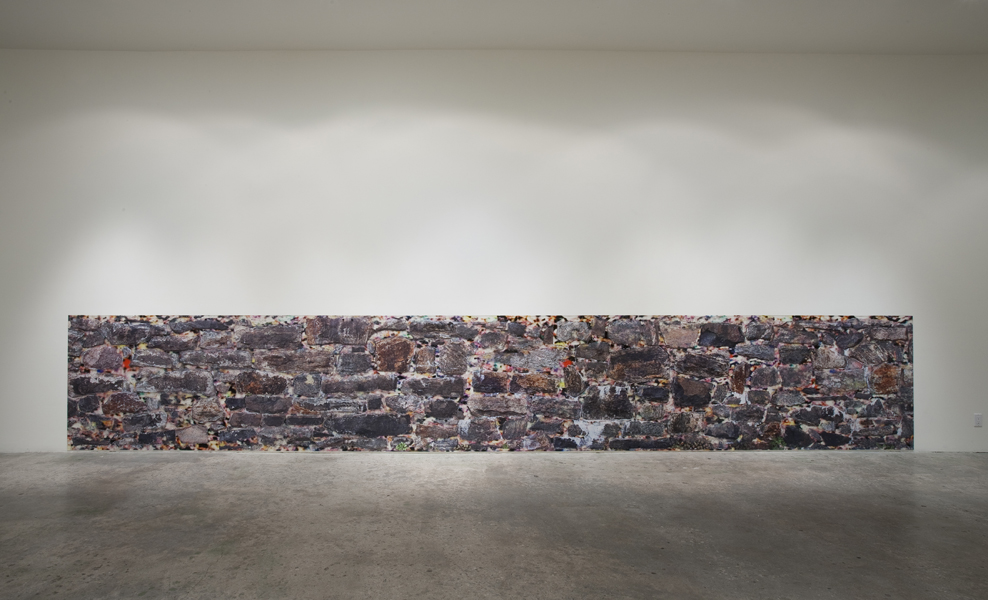 Ethan Greenbaum. To an Ending, 2012. Double-sided print on acrylic panels, 48 x 288 inches, triptych