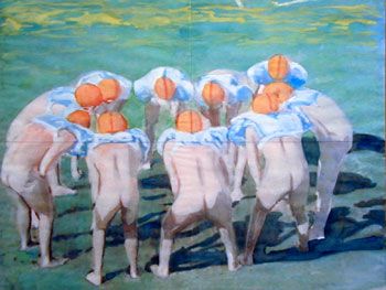 Faris McReynolds, Untitled (Huddle), 2005, Watercolor on paper, 19 3/4 x 15 inches