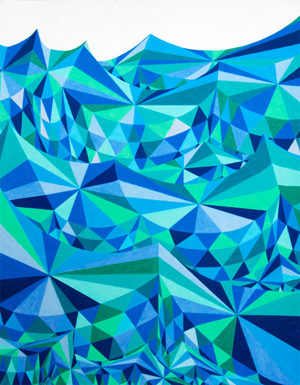 Doug Crocco, Super Wave, 2012, color pencil on paper, 24 x 19 inches