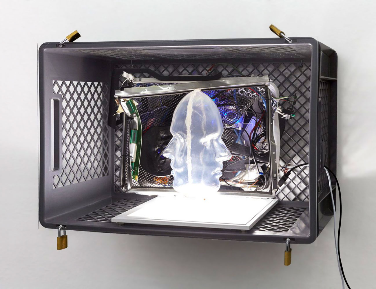 Joachim Coucke, Containing the future De centered,2017, mixed media, 15.75 x 23.5 x 13.75 inches