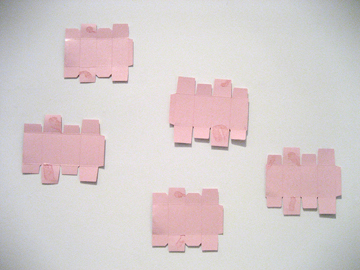 Tony Feher Untitled, 2007 pale pink spray paint, five unfolded cardboard boxes 20 x 29 inches overall